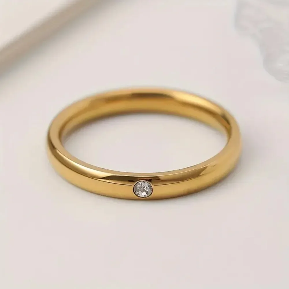 Minimalist Gold Dainty Cubic Zirconia Ring